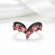 V-Shaped Cluster Garnet Nano Spinel Ring-Black Diamonds New York