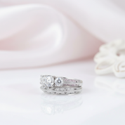 1.5 Ct Diamond Option Art Deco Wedding Ring Set-Black Diamonds New York