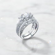 1.5 Ct Diamond Option Art Deco Wedding Ring Set-Black Diamonds New York