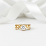 Vintage 10k Yellow Gold Round Diamond Option Engagement Ring-Black Diamonds New York