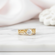 Vintage 10k Yellow Gold Round Diamond Option Engagement Ring-Black Diamonds New York