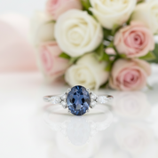 Vintage 14k Rose Gold 1.5 Ct Oval Cut Alexandrite Engagement Ring-Black Diamonds New York
