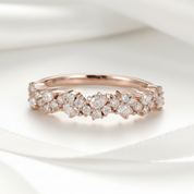 Vintage 14k Rose Gold Pear & Round Cut Diamond Option Wedding Band-Black Diamonds New York
