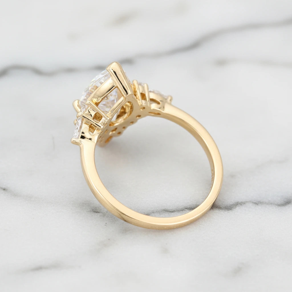 Vintage 14k Yellow Gold 2.0 Ct Pear Cut Diamond Option Engagement Ring-Black Diamonds New York