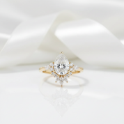 Vintage 14k Yellow Gold 2.0 Ct Pear Cut Diamond Option Engagement Ring-Black Diamonds New York
