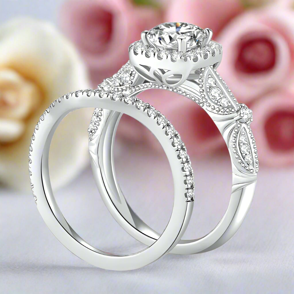 Vintage 1.53 Ctw Round Diamond Engagement Ring Set-Black Diamonds New York