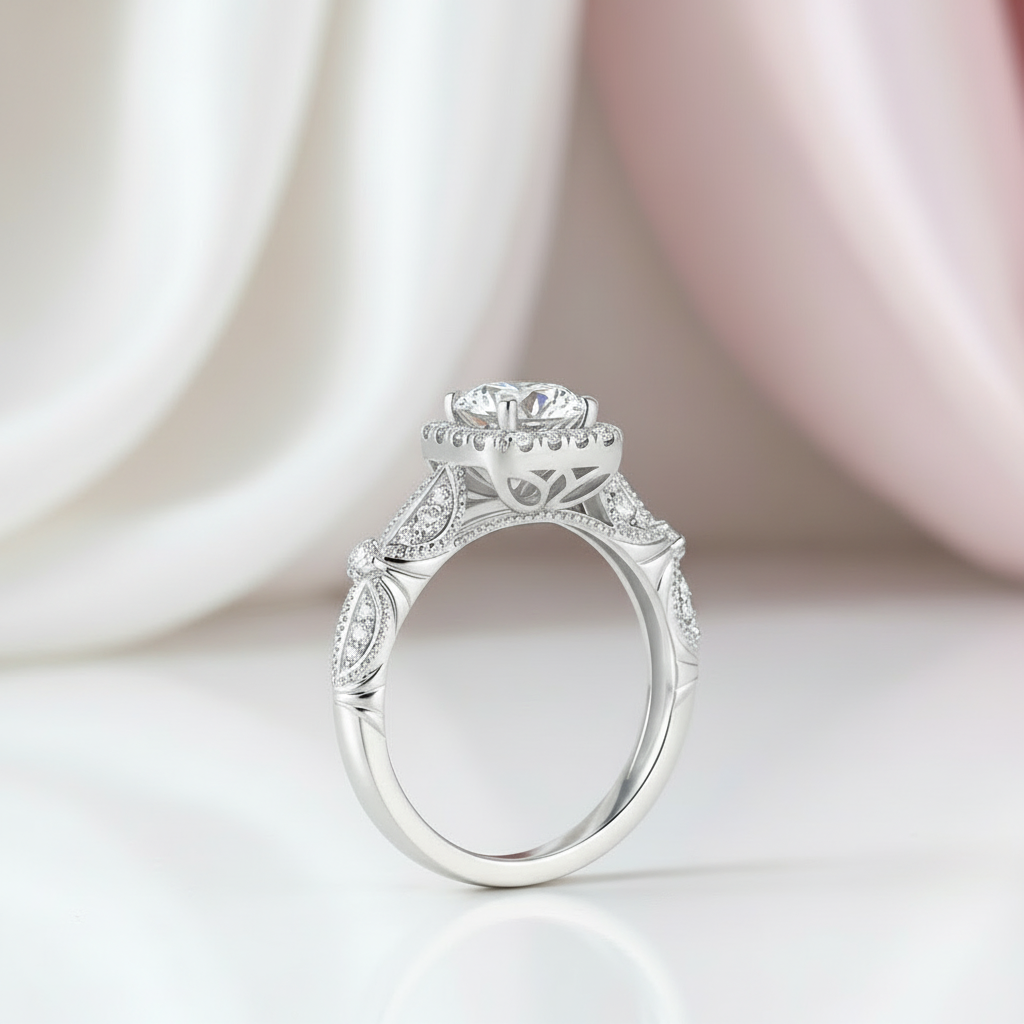 Vintage 1.53 Ctw Round Diamond Engagement Ring Set-Black Diamonds New York