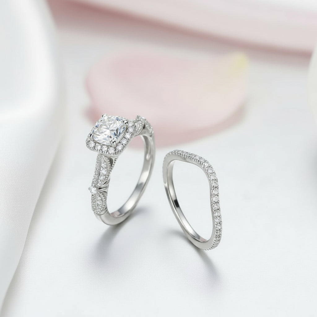 Vintage 1.53 Ctw Round Diamond Engagement Ring Set-Black Diamonds New York