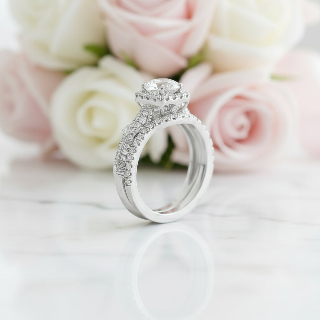 Vintage 1.53 Ctw Round Diamond Engagement Ring Set-Black Diamonds New York