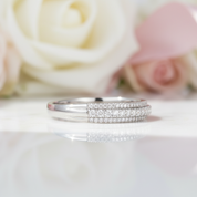 Vintage 3-Line Pave Wedding Ring Band-Black Diamonds New York