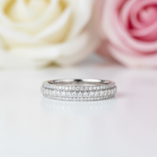 Vintage 3-Line Pave Wedding Ring Band-Black Diamonds New York