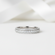 Vintage 3-Line Pave Wedding Ring Band-Black Diamonds New York