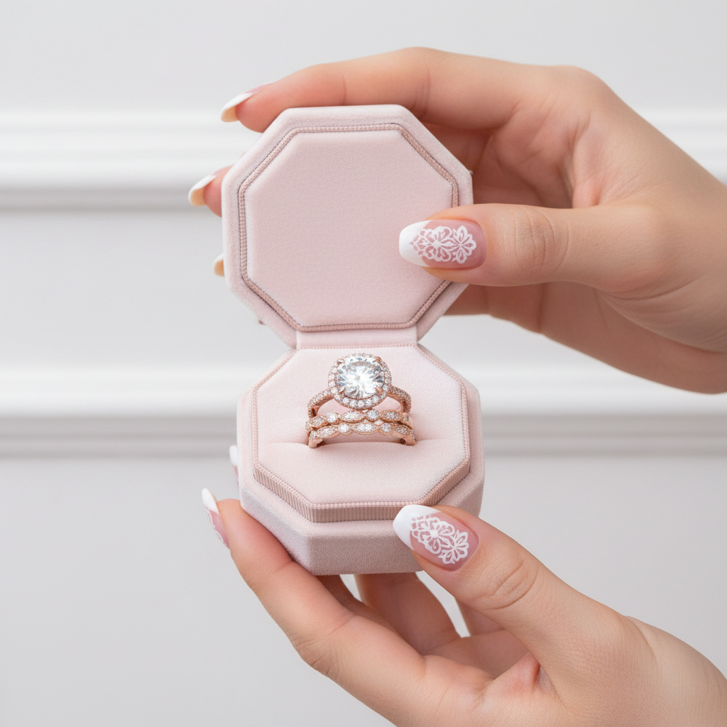 Vintage 3PC Halo Round Cut Wedding Ring Set In Rose Gold-Black Diamonds New York