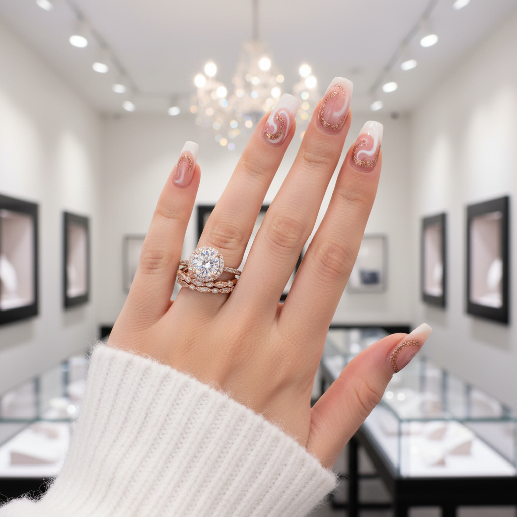 Vintage 3PC Halo Round Cut Wedding Ring Set In Rose Gold-Black Diamonds New York