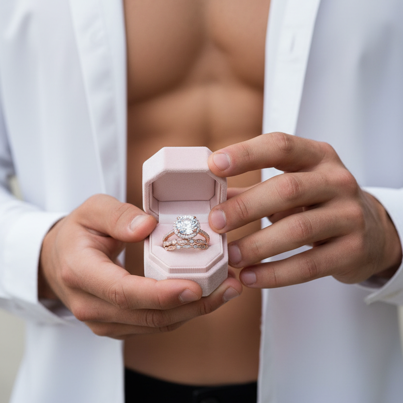 Vintage 3PC Halo Round Cut Wedding Ring Set In Rose Gold-Black Diamonds New York