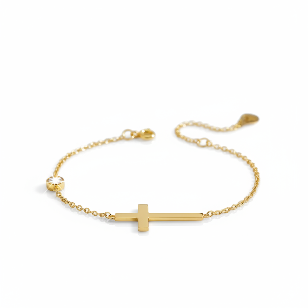 Vintage 4mm Diamond Option Cross Bracelet-Black Diamonds New York