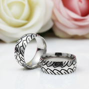 Vintage 8mm Unisex Wedding Band with Car Tire Pattern-Black Diamonds New York