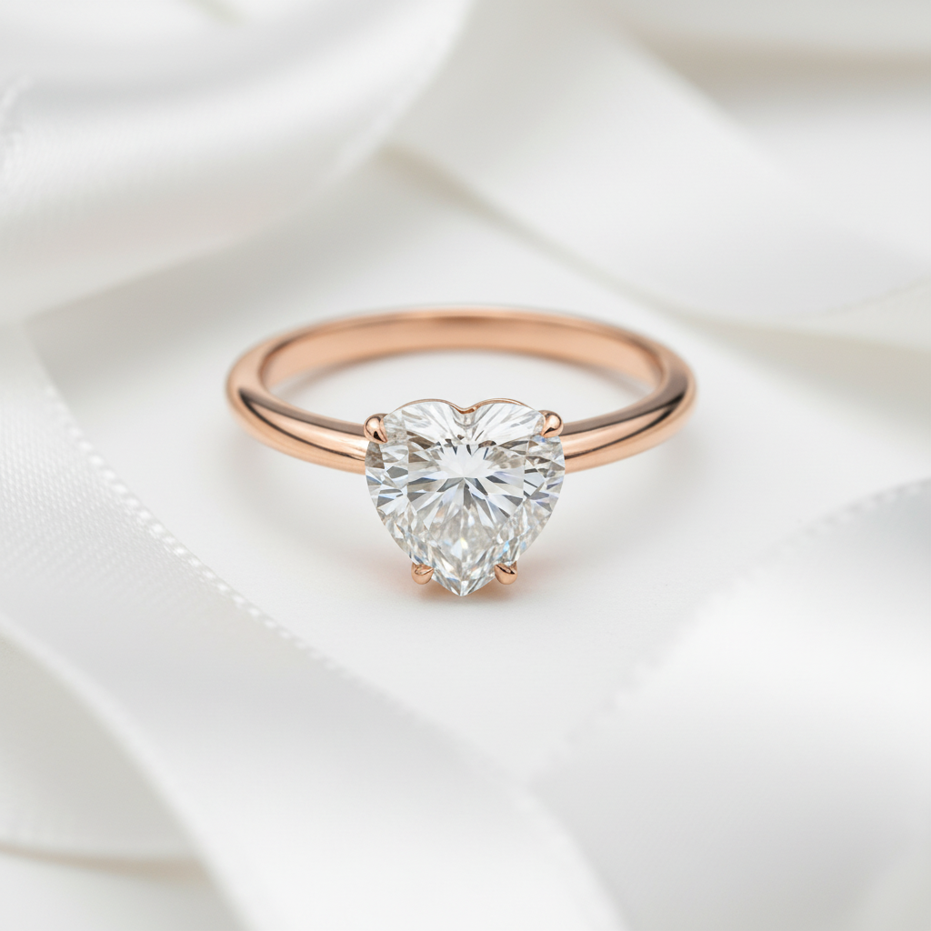 Vintage 9k Rose Gold 1.5 Ct Heart Diamond Option Engagement Ring-Black Diamonds New York
