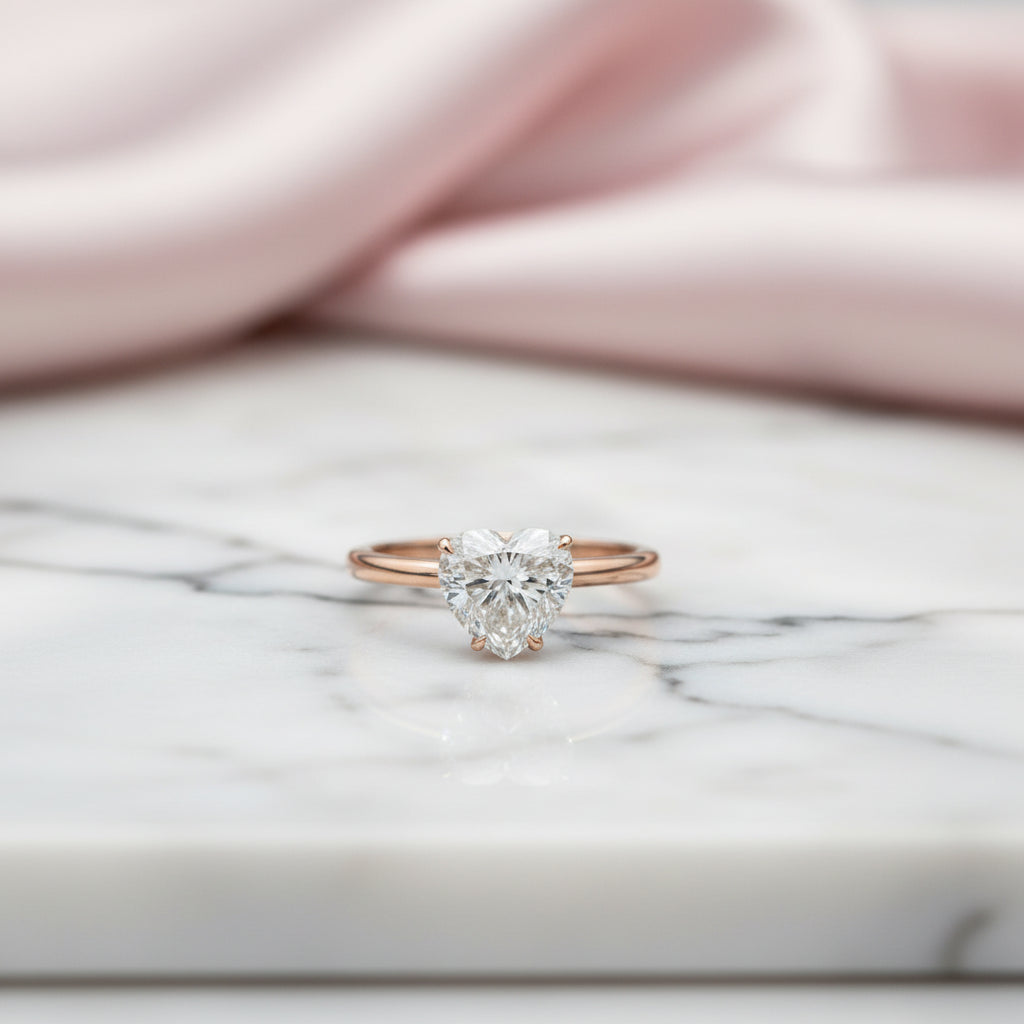 Vintage 9k Rose Gold 1.5 Ct Heart Diamond Option Engagement Ring-Black Diamonds New York