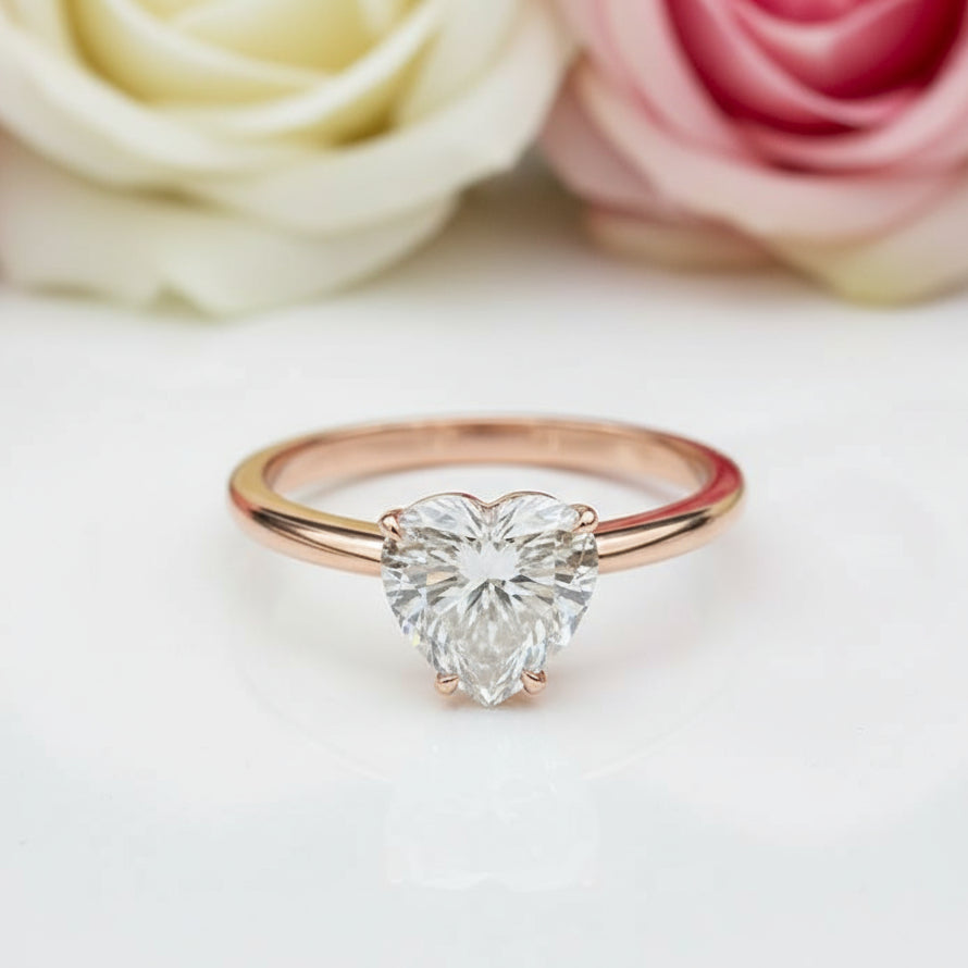 Vintage 9k Rose Gold 1.5 Ct Heart Diamond Engagement Ring-Black Diamonds New York