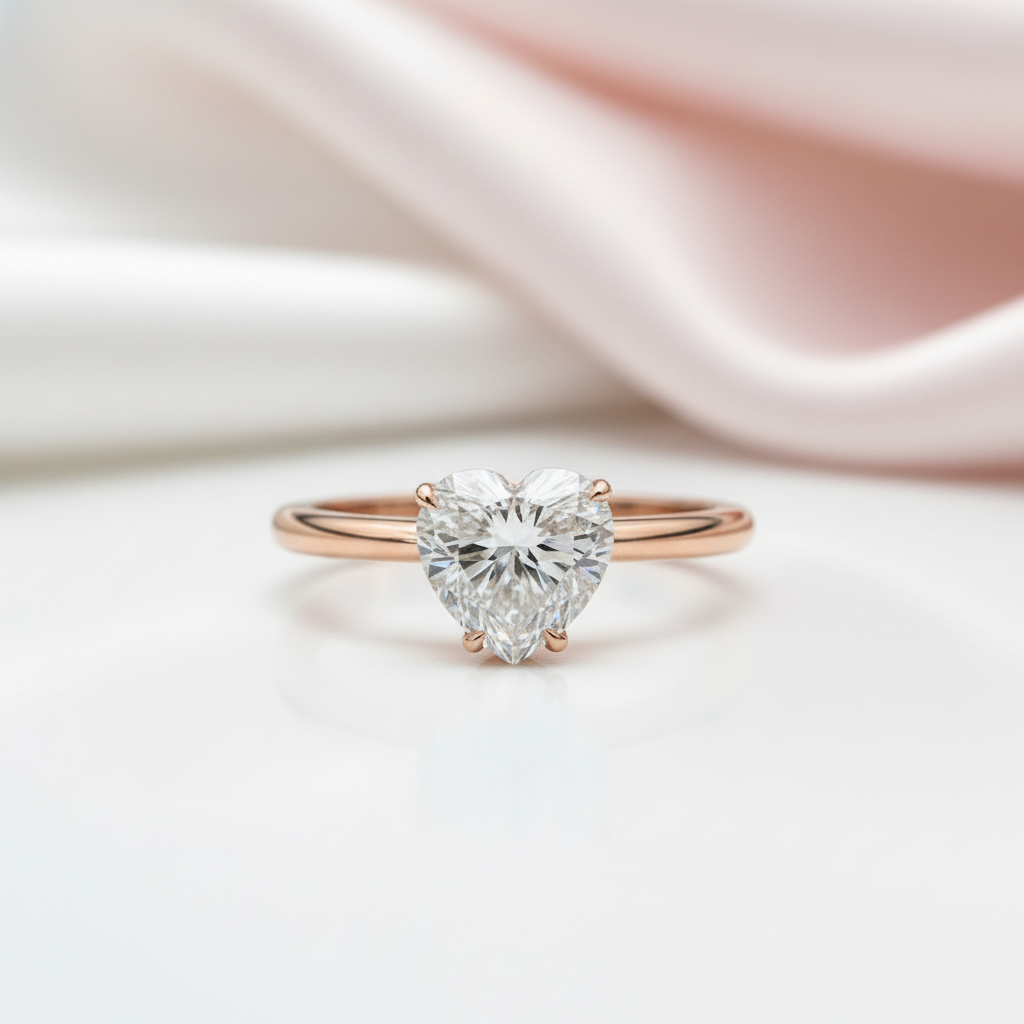 Vintage 9k Rose Gold 1.5 Ct Heart Diamond Option Engagement Ring-Black Diamonds New York