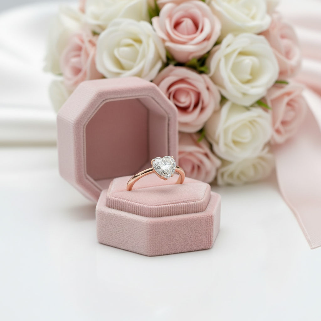 Vintage 9k Rose Gold 1.5 Ct Heart Diamond Option Engagement Ring-Black Diamonds New York