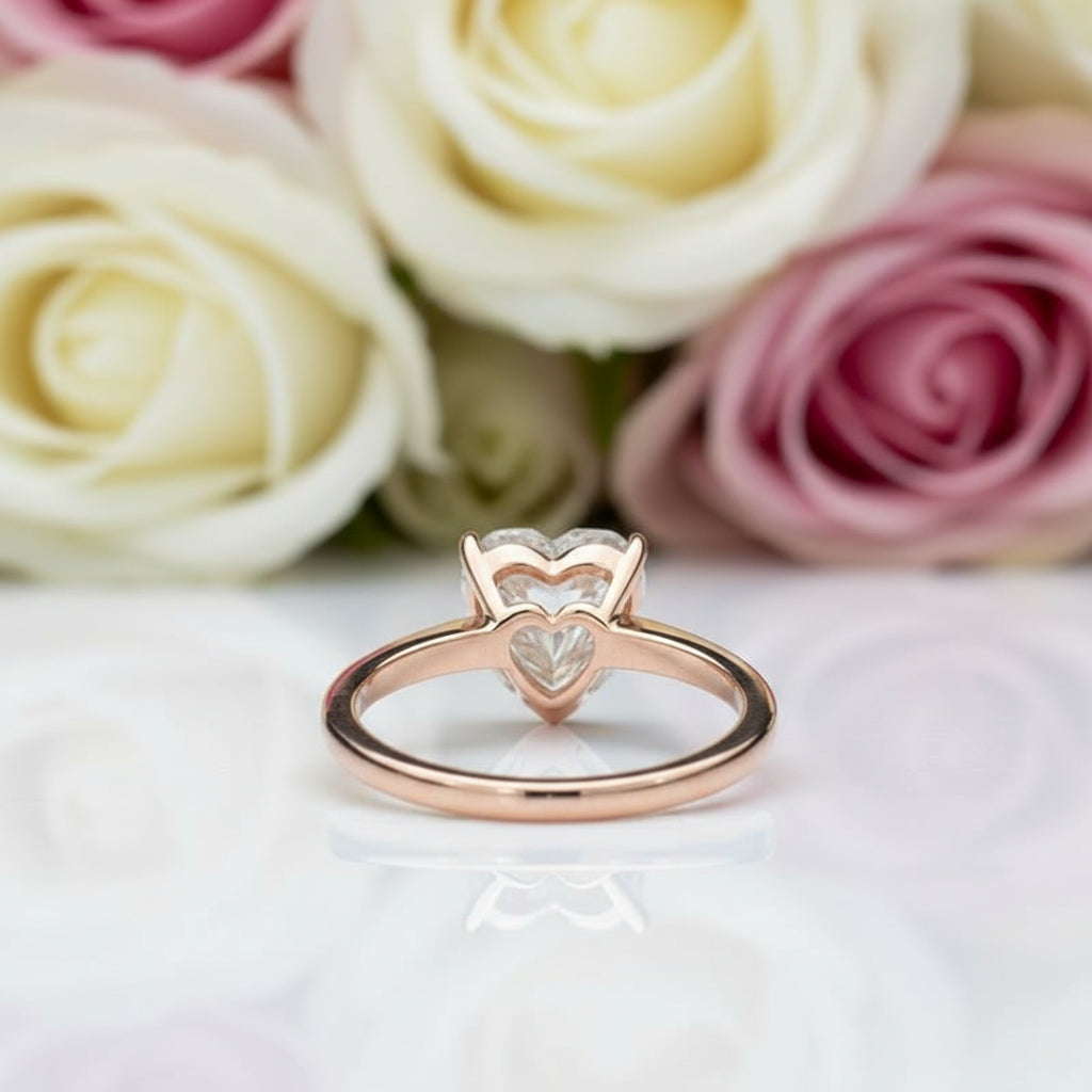 Vintage 9k Rose Gold 1.5 Ct Heart Diamond Engagement Ring-Black Diamonds New York