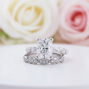 Vintage Art Deco Radiant Cut Wedding Ring Set-Black Diamonds New York