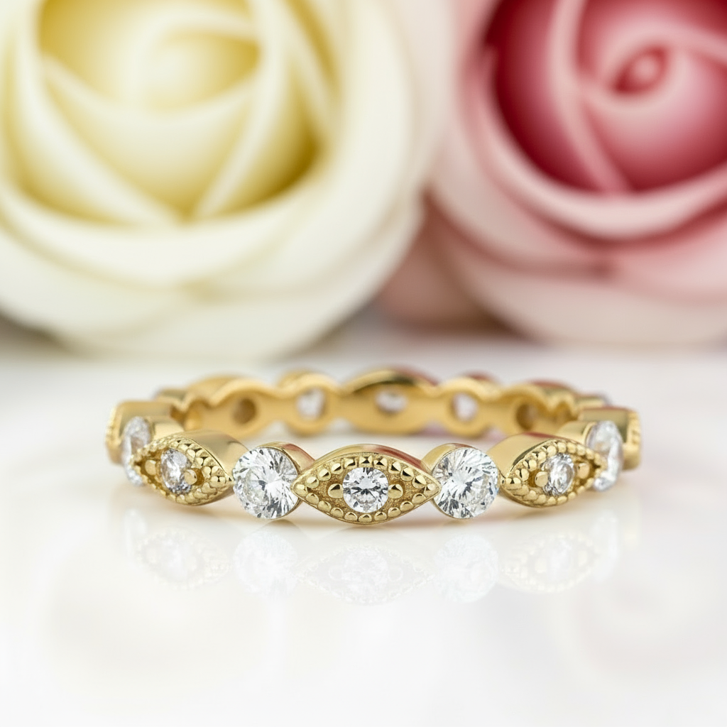 Vintage Art Round Cut Women's Wedding Band-Black Diamonds New York