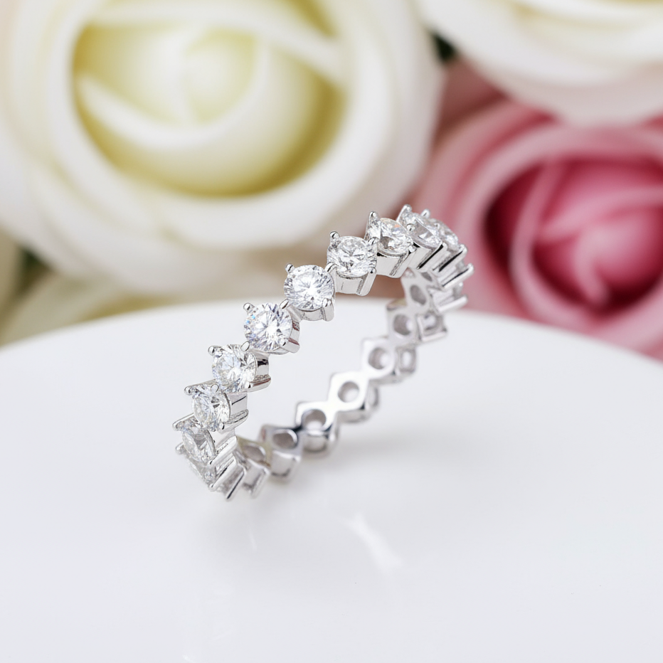 Vintage Art Round Cut Women's Wedding Band-Black Diamonds New York