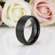 Vintage Black Brushed Tungsten Carbide Wedding Band-Black Diamonds New York