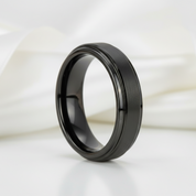 Vintage Black Brushed Tungsten Carbide Wedding Band-Black Diamonds New York