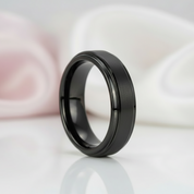 Vintage Black Brushed Tungsten Carbide Wedding Band-Black Diamonds New York