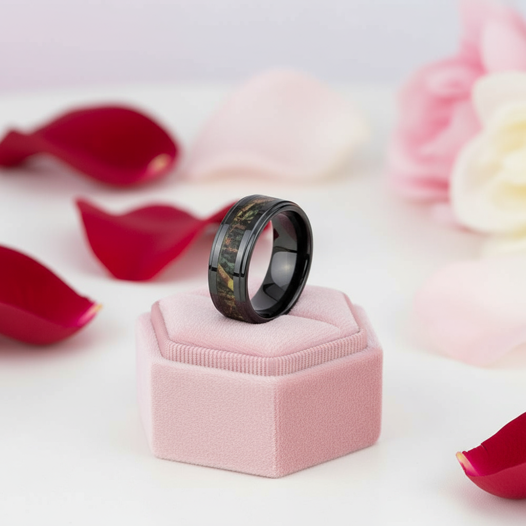 Vintage Black Ceramic Men's Wedding Band-Black Diamonds New York