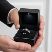 Vintage Black Ceramic Men's Wedding Band-Black Diamonds New York
