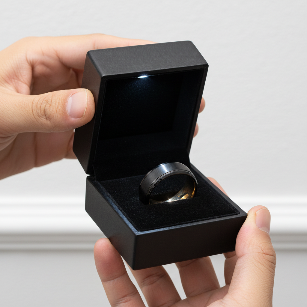 Vintage Black Tungsten Carbide Wedding Band-Black Diamonds New York