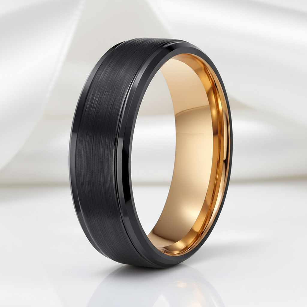 Vintage Black Tungsten Carbide Wedding Band