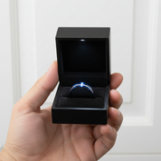 Vintage Blue Polished Unisex Wedding Band with Meteorite Inlay-Black Diamonds New York