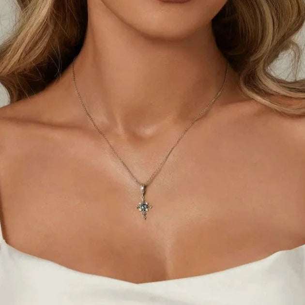 Vintage Cross Pendant with Green Heart-Black Diamonds New York