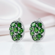 Vintage Earrings 6.86Ct Chrome Diopside Gemstone Stud Earrings-Black Diamonds New York