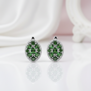 Vintage Earrings 6.86Ct Chrome Diopside Gemstone Stud Earrings-Black Diamonds New York