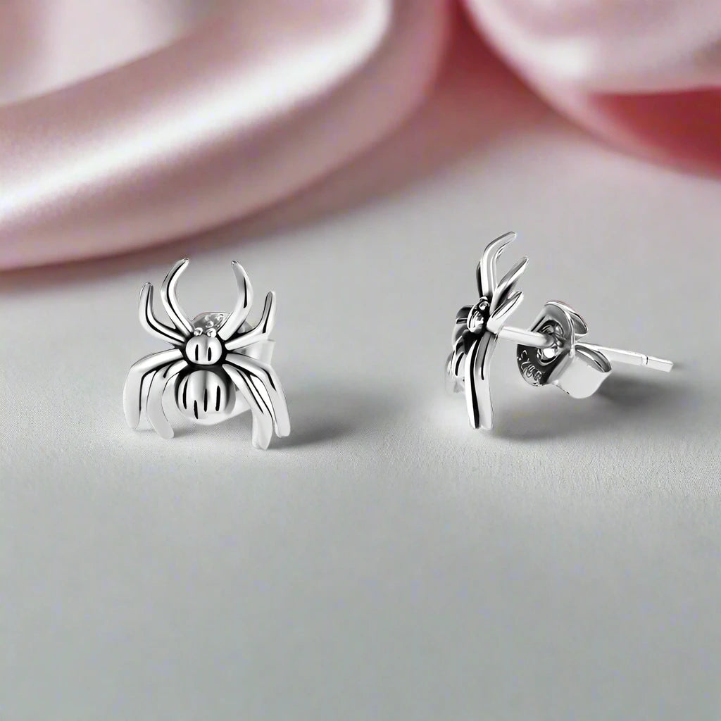 Vintage Eight-Legged Spider Stud Earrings-Black Diamonds New York