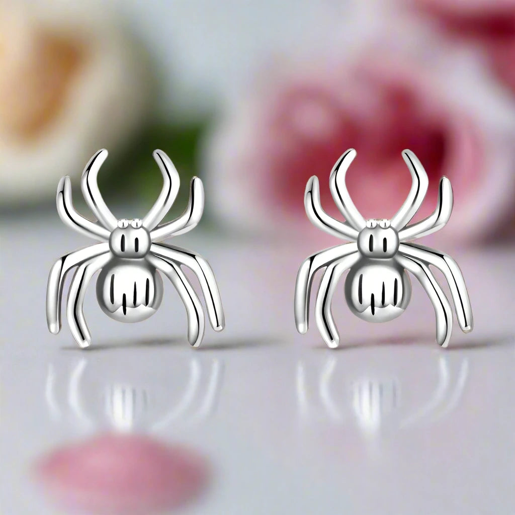 Vintage Eight-Legged Spider Stud Earrings-Black Diamonds New York
