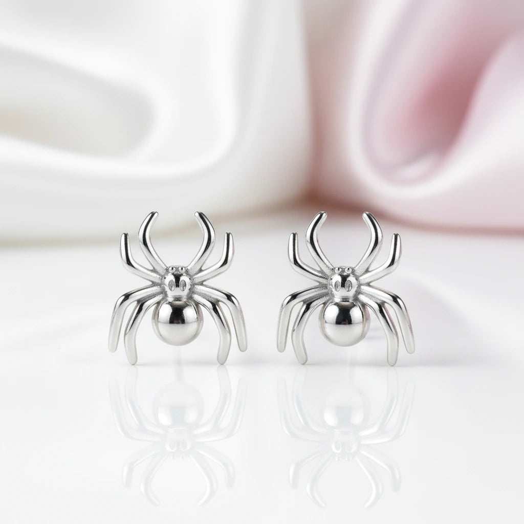 Vintage Eight-Legged Spider Stud Earrings-Black Diamonds New York