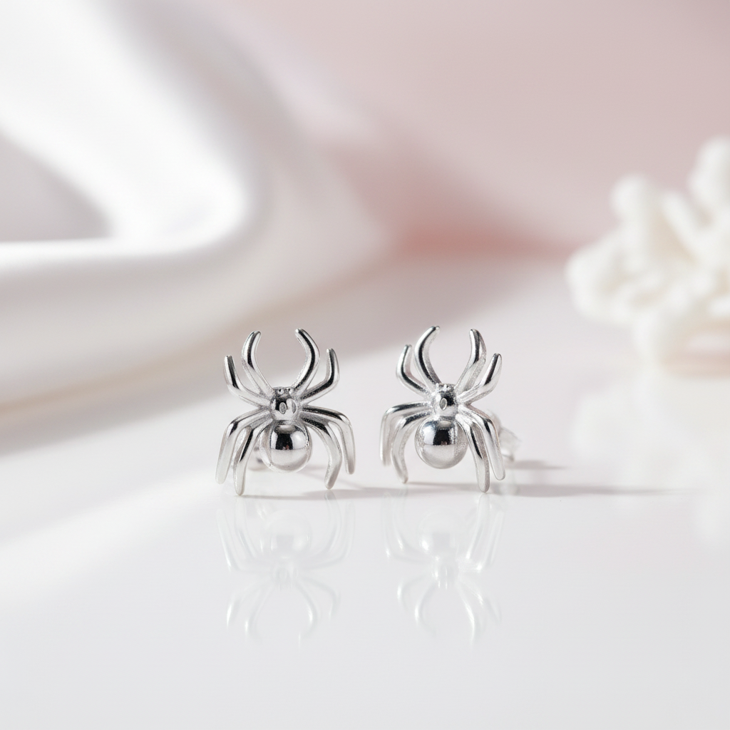 Vintage Eight-Legged Spider Stud Earrings-Black Diamonds New York