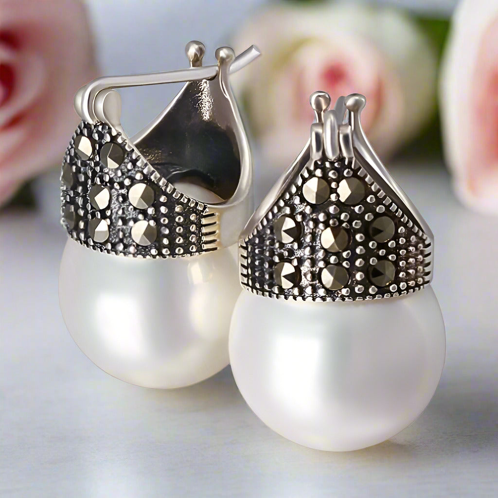 Vintage Fashion Drop Earrings-Black Diamonds New York