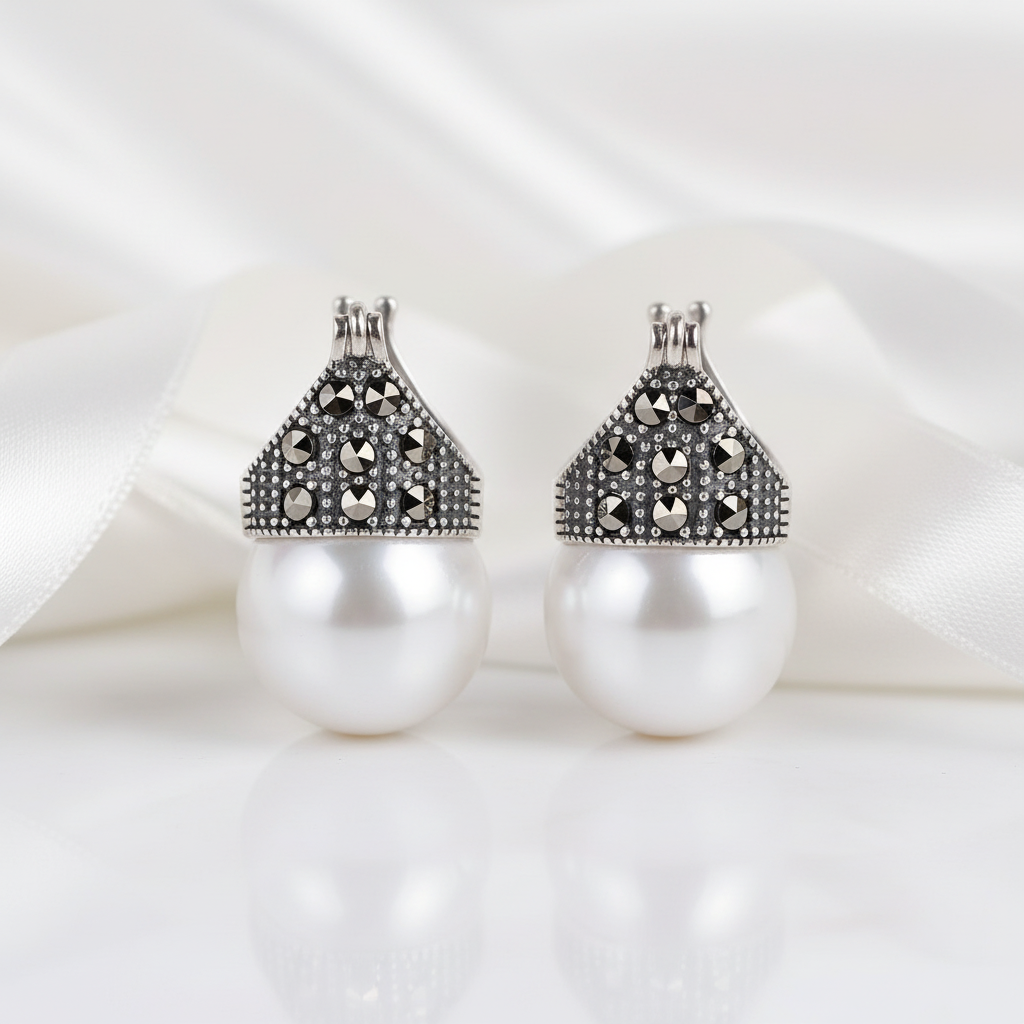Vintage Fashion Drop Earrings-Black Diamonds New York