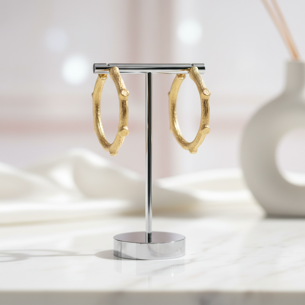 Vintage Fashion Hoop Earrings-Black Diamonds New York