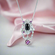 Vintage Fleur-de-lis Gothic Style Necklace-Black Diamonds New York