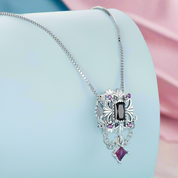 Vintage Fleur-de-lis Gothic Style Necklace-Black Diamonds New York